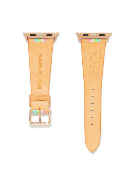 Blossom Leather and Stainless Steel Apple Watch Strap